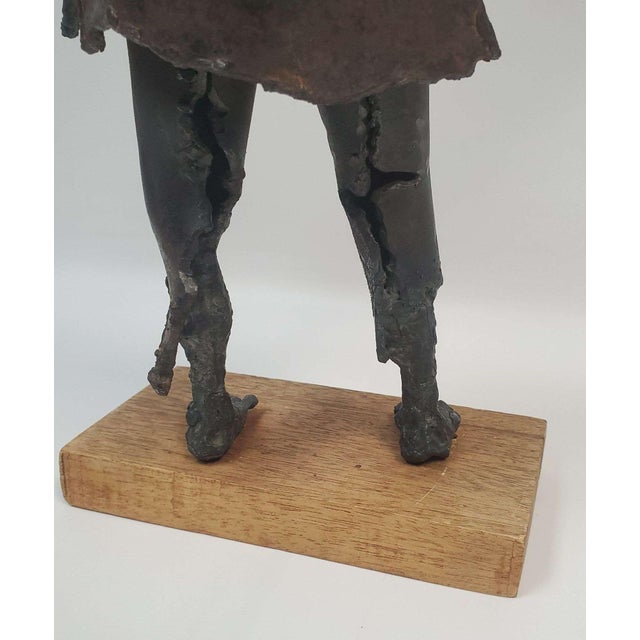 Wood Vintage Brutalist Modernist Welded Steel Figural Sculpture, Signed For Sale - Image 7 of 17