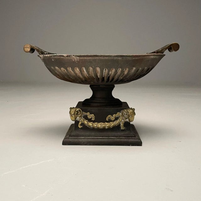Regency, George III Style, Large Urn Planter, Cast Iron, Brass, England, 20th C. For Sale - Image 4 of 11