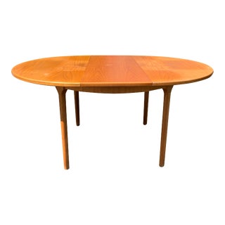 1960s Mid Century Modern Round Dining Table With Leaf by McIntosh For Sale