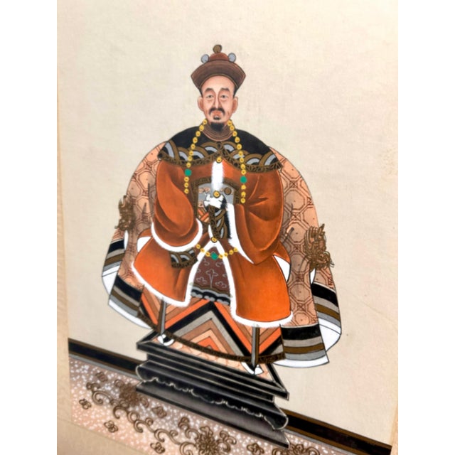 70s Ancestral Portraits on Silk, a Pair For Sale In Richmond - Image 6 of 11