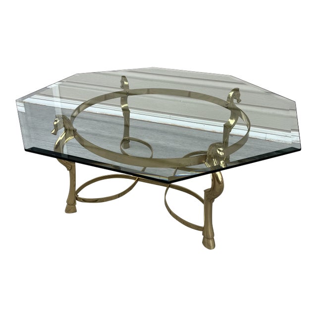 Midcentury French Brass Horse Coffee Table Base in Maison Charles Attributed to Jansen For Sale