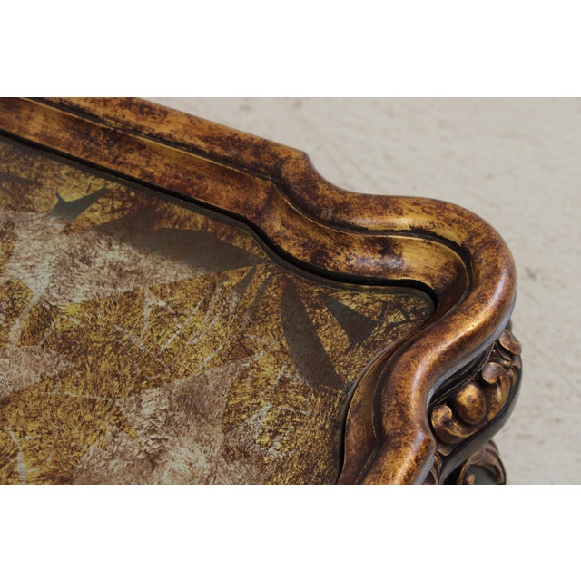 Black Vintage Large Eglomise Paint Decorated Coffee Table For Sale - Image 8 of 13