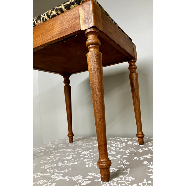 Vintage Victorian-Style Mahogany Stool With Intricate Tapestry Seated Stool For Sale - Image 9 of 18