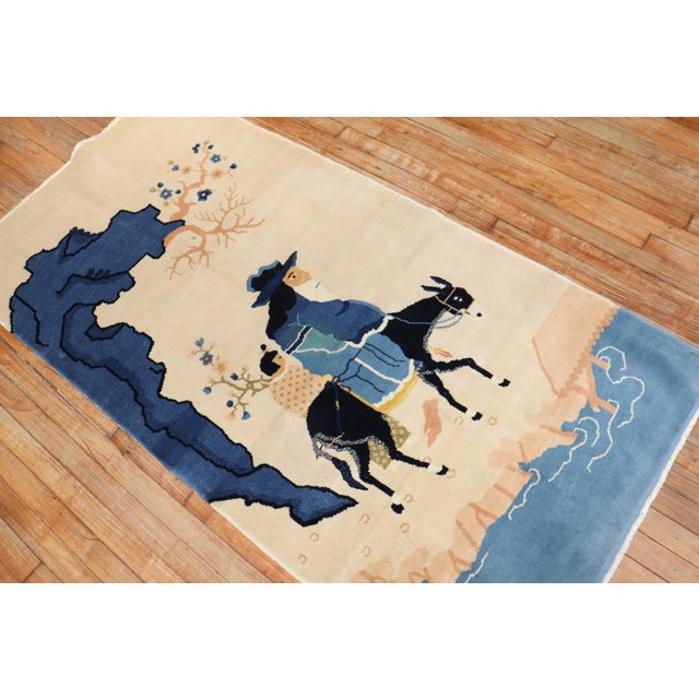 Late 20th Century Chinese Shepherd Mule Pictorial Rug - 3'1" x 6'1" For Sale - Image 4 of 7