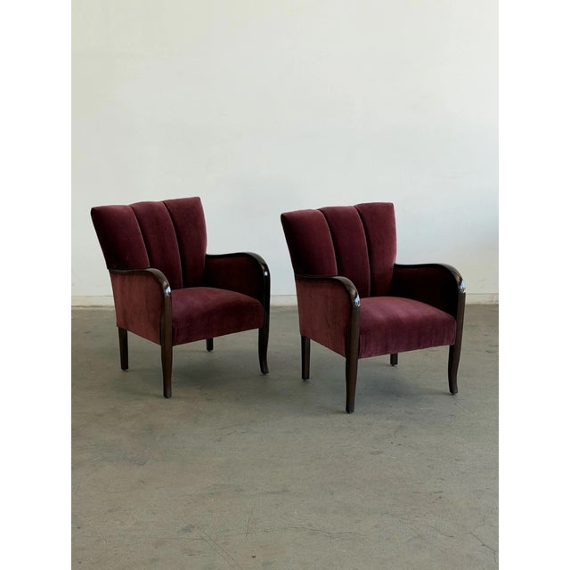 1950s Swedish Art Deco High Polish Accent Chairs- Pair For Sale - Image 11 of 12