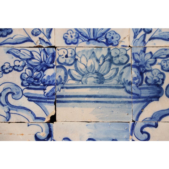 Ceramic Tile Mural Panel Depicting a Baroque Jardinière With Flowers, Portuguese, 18th Century For Sale - Image 7 of 13