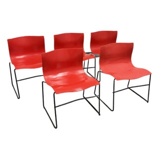 Circa 1998 Massimo Vignelli for Knoll Red Handerkerchief Chairs, Set of Five For Sale