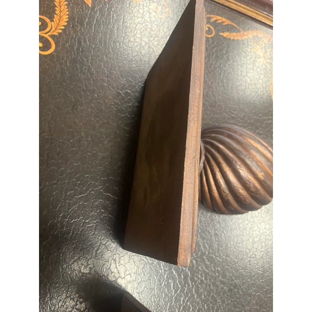 English A Pair of Corbel Shaped 19th Century Oak Wall Brackets Acorn Finial Shelves For Sale - Image 3 of 7