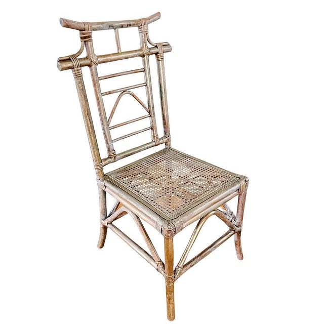Mid-Century Hollywood Regency Bamboo & Rattan Pagoda Writing Desk and Chair Set - 2 Piece For Sale In San Diego - Image 6 of 11
