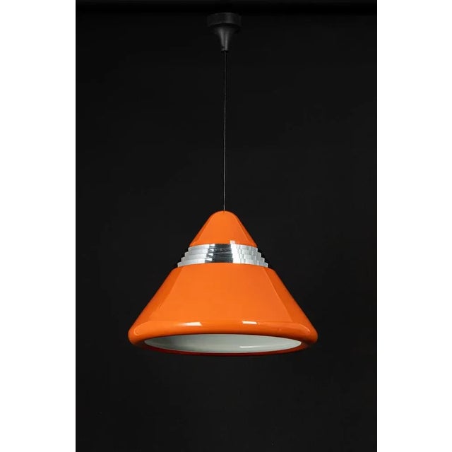 Metal Large Orange Pendant Light by Kazuo Motozawa, 1970s For Sale - Image 7 of 9