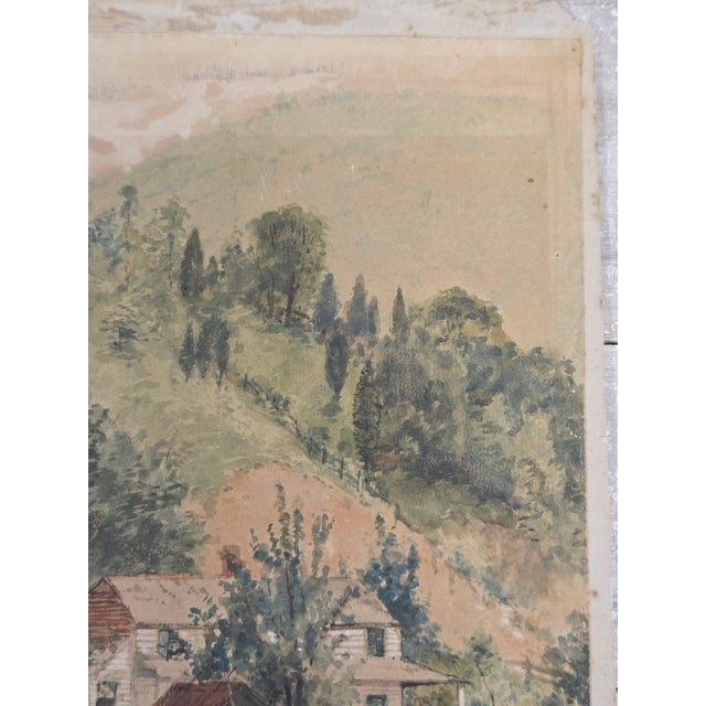 Wood Landscape Scene With House and Mill, Watercolor, j.w. Spaveil June 11 1886 For Sale - Image 7 of 9