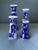 Vintage Blue & White Patterned Candlesticks- Set of 4 For Sale - Image 10 of 11