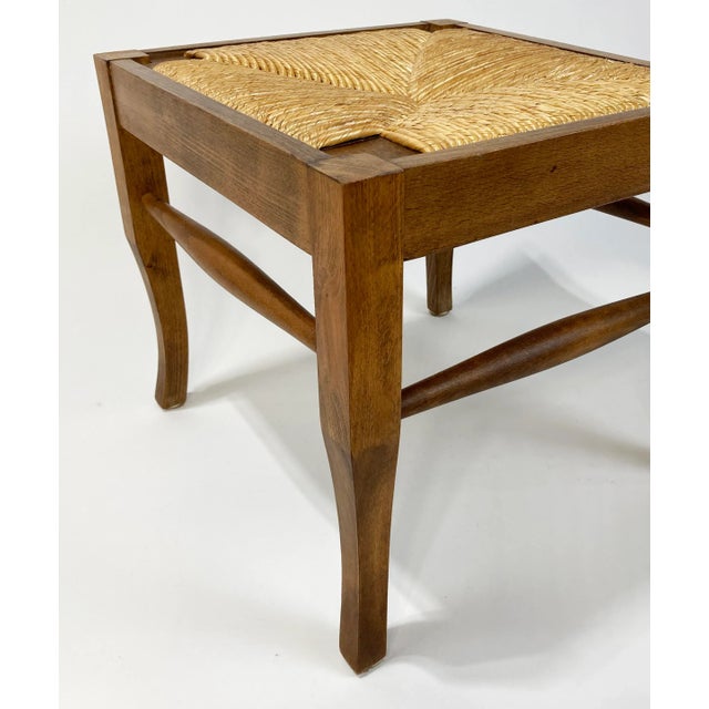 Vintage Nesting Wood and Rush Footstool Pair For Sale - Image 9 of 10