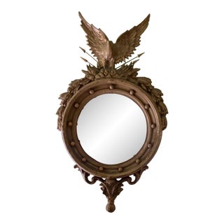 1970s Mid Century Turner Manufacturing Large Federal Convex Mirror With Eagle Holding Arrows For Sale