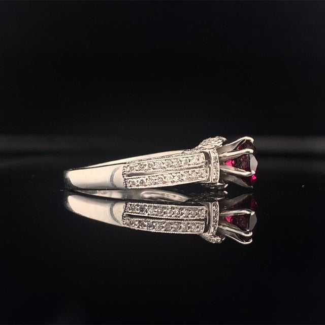 Diamond Tourmaline Rubellite Ring 4.5 14k Gold 1.38 TCW Women Certified For Sale - Image 12 of 12