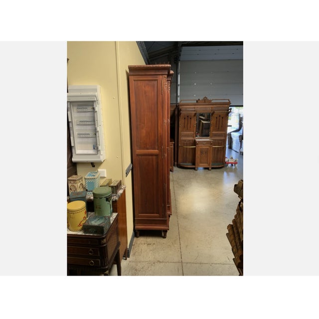 Brown Antique Wardrobe with Linen Compartments, 1910 For Sale - Image 8 of 11
