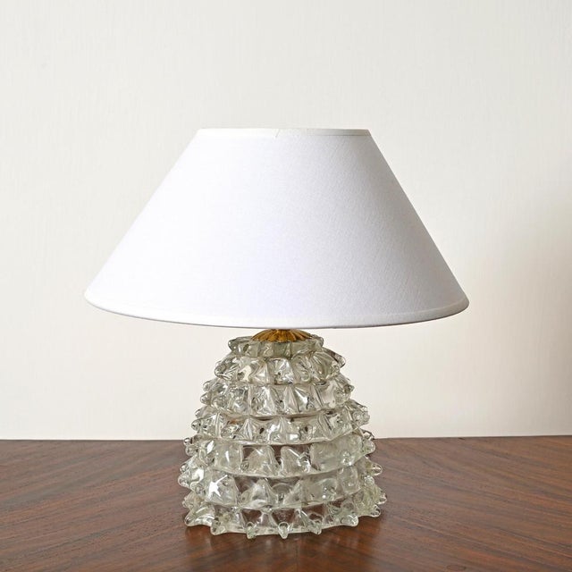 Gold Large Vintage Murano Rostrato Glass and Brass Table Lamp, Italy, 1940s For Sale - Image 8 of 16