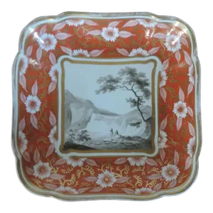 Early 19th Century Chamberlain's Worcester Square Porcelain Dessert Dish