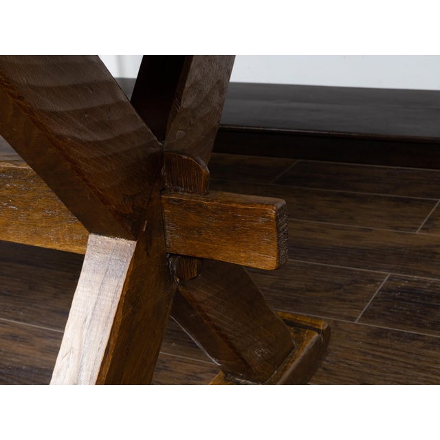 English English 19th Century Oak Sawbuck Table with X-Form Base with Rustic Character For Sale - Image 3 of 12
