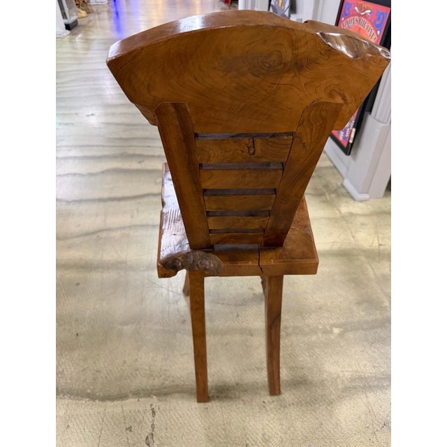 Mid 20th Century Rustic Live-Edge Burl Wood Ladder-Back Chair For Sale - Image 4 of 8