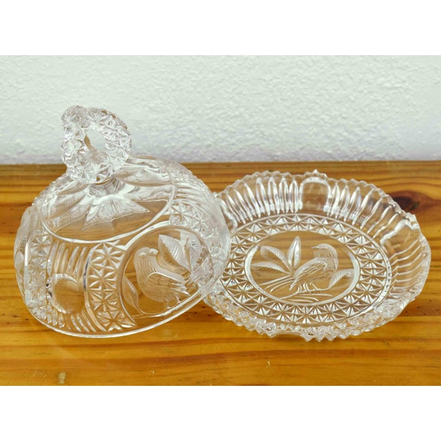 Glass Mid 20th Century Hofbauer the Byrdes Collection Domed Lid Cheese or Butter Crystal Dish For Sale - Image 7 of 8