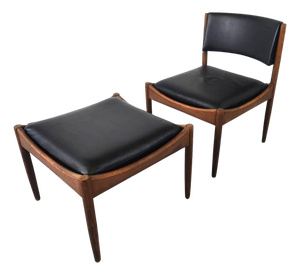 Set of Mid-Century Scandinavian Lounge Chair and Ottoman, 1960s, Set of 2