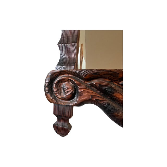 Witco Vintage Mid Century Modern Very Large Witco Wood Wall Mirror Tiki 1960s For Sale - Image 4 of 6