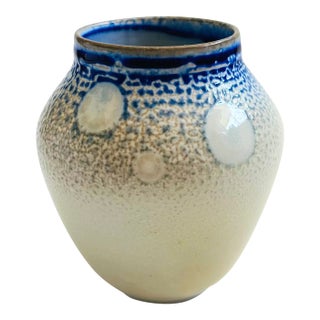 Blue and White Studio Pottery Vase For Sale