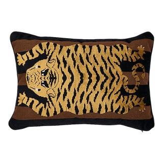 Schumacher Jokhang Tiger Velvet Pillow For Sale