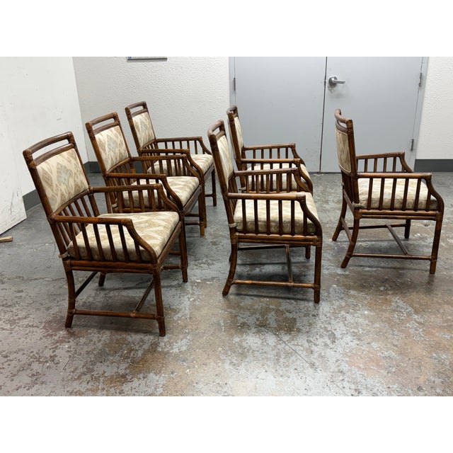 McGuire McGuire Furniture Far East Collection Dining Armchairs, Vintage Set of Six For Sale - Image 4 of 12