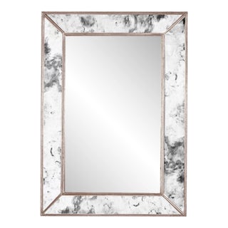 Matthew Izzo Home Dion Silver Leaf Edged Antique Wall Mirror For Sale