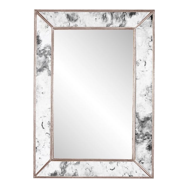 Matthew Izzo Home Dion Silver Leaf Edged Antique Wall Mirror For Sale