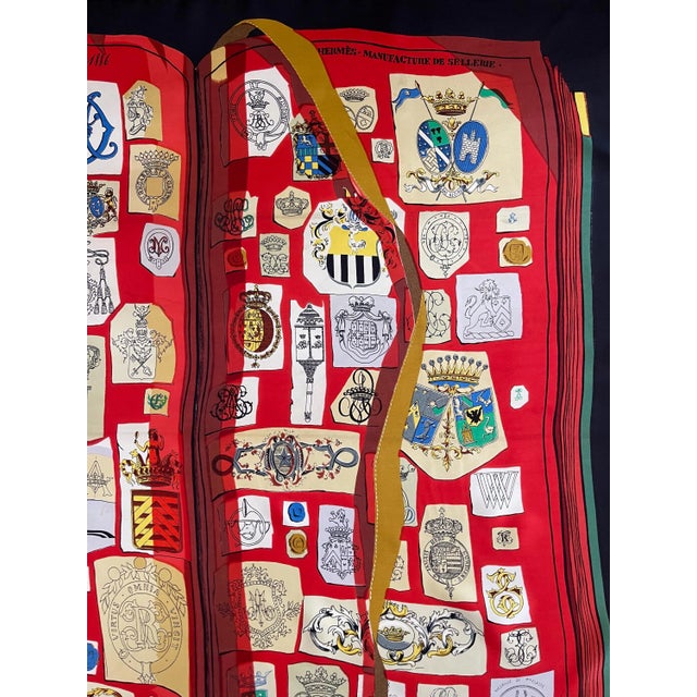 HERMES CHIFFRES et MONOGRAMMES red silk scarf 1986 France For Sale - Image 11 of 11