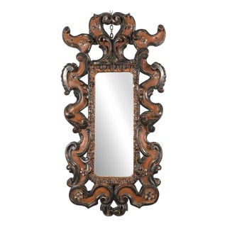 Florentine Mirror Carved Silver Decorated Red For Sale