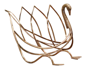 Midcentury French Brass Swan Magazine Rack From Maison Jansen