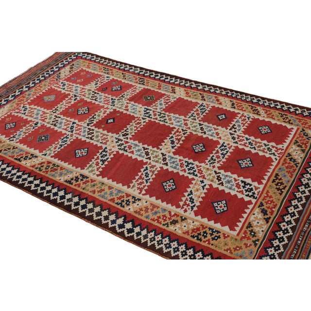 Vintage Kilim in Red With Polychromatic Geometric Patterns, From Rug ...