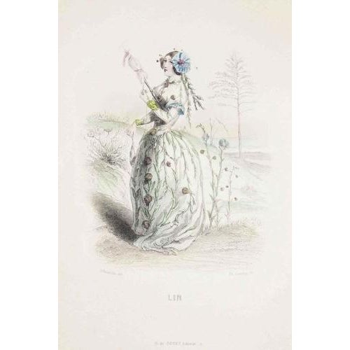 Lithograph on paper. Plate from the series "les fleurs animées". Single sheet with passepartout. "\.the flax is the flower...