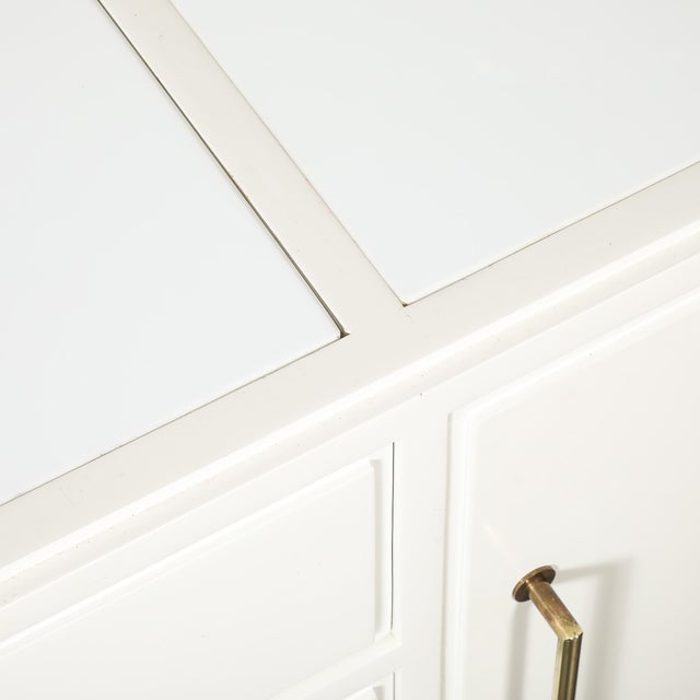 Cream Mid-Century Cream Lacquer W/ Black Lacquer Supports Sideboard by Tommi Parzinger For Sale - Image 8 of 18