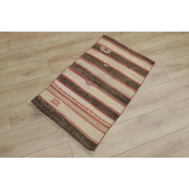 1950s Southwestern Rustic & Primitive Striped Small Rug For Sale - Image 4 of 13