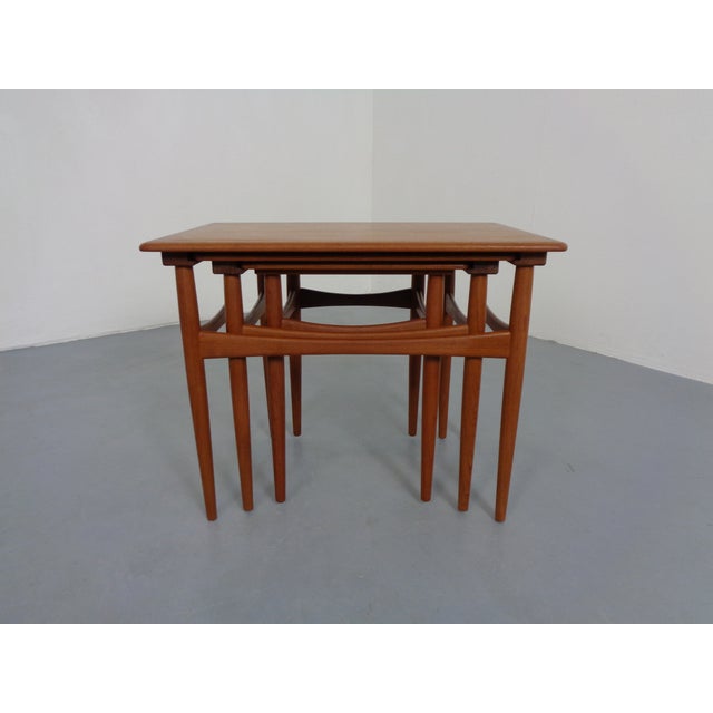 Vintage Teak Nesting Tables by Kai Kristiansen for Skovmand & Andersen, 1960s, Set of 3 For Sale - Image 9 of 18