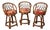 Set of 3 Bent Rattan Stools For Sale