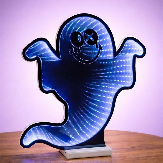 Add a cheerful twist to your spooky setup with the Ghost SmileyWorld(R) Ekkolight. This LED infinity light features an...