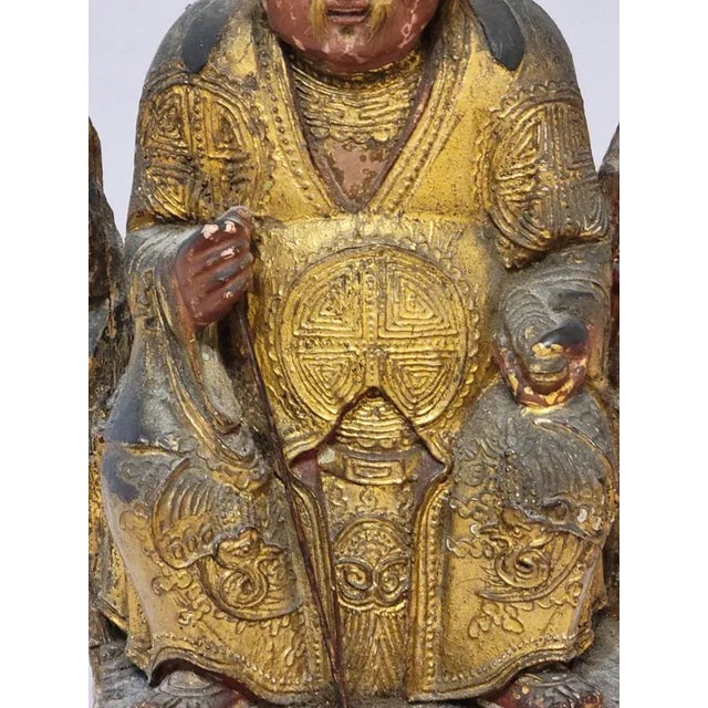 Gold Early 19th Century Chinese Gilt Lacquer Wood Carved Temple Seated Buddha Statue For Sale - Image 8 of 12