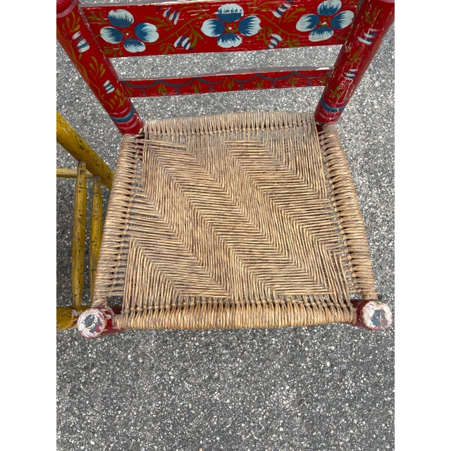 1940s 1940s Vintage Folk Art Hand Painted Dining Chairs - a Pair For Sale - Image 5 of 12