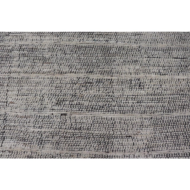 2020s Oversized Afghan Minimalist Modern Casual With Black Background and Ivory Pile 14'1 X 17'2 For Sale - Image 5 of 12