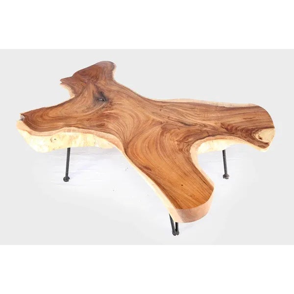 2020s One Slab Living Edge Coffee Table With Black Iron Legs 48 For Sale - Image 5 of 6