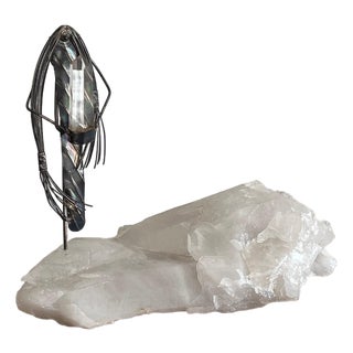Mid 20th Century Jeff Storey Native American Sterling Silver Brooch Sculpture with Quartz Point For Sale