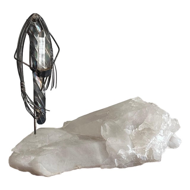 Mid 20th Century Jeff Storey Native American Sterling Silver Brooch Sculpture with Quartz Point For Sale