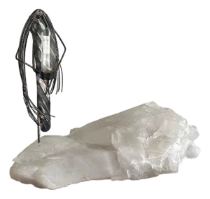Mid 20th Century Jeff Storey Native American Sterling Silver Brooch Sculpture with Quartz Point
