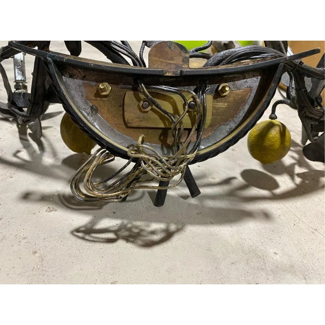 1950s 1950s Tole Painted Lemons Wall Sconces Solid Brass 4 Light For Sale - Image 5 of 6